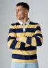 Influence Navy Cotton Rugby-Style Striped Long Sleeve Button Polo Shirt - XL Image 1