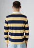 Influence Navy Cotton Rugby-Style Striped Long Sleeve Button Polo Shirt - XL Image 2