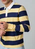 Influence Navy Cotton Rugby-Style Striped Long Sleeve Button Polo Shirt - XL Image 3