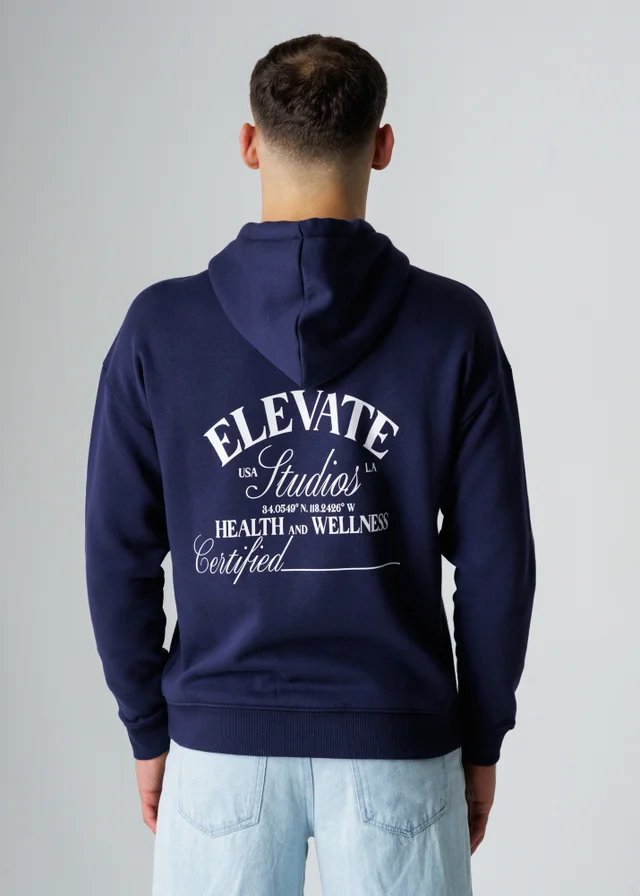 Influence Navy Cotton Blend Graphic Hoody