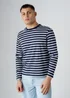 Influence Navy Cotton Striped Crew Neck Long Sleeve T-Shirt - XL Image 1