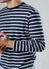 Influence Navy Cotton Striped Crew Neck Long Sleeve T-Shirt - XL Image 3