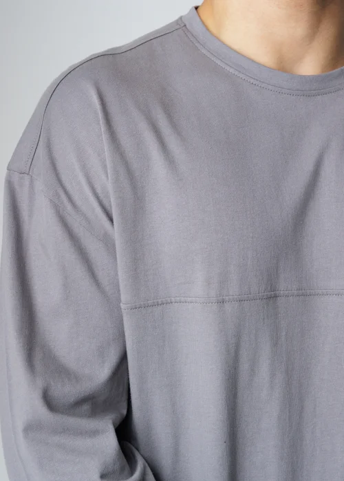 Influence Grey Cotton Crew Neck Seam Long Sleeve T-Shirt - L Image 3