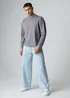 Influence Grey Cotton Crew Neck Seam Long Sleeve T-Shirt - L Image 1