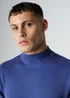 Influence Navy Cotton Acid Wash High Neck Long Sleeve Knit Jumper - S Image 3