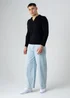 Influence Black Revere Collar V-Neck Polo-Style Long Sleeve Knit Jumper - S Image 4