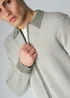 Influence Khaki Pinstripe Zip-Through Collared Knit Cardigan - M Image 3