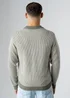 Influence Khaki Pinstripe Zip-Through Collared Knit Cardigan - M Image 2