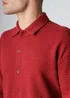 Influence Red Textured Polo-Style Knit Long Sleeve Button Overshirt - S Image 3