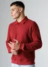 Influence Red Textured Polo-Style Knit Long Sleeve Button Overshirt - S Image 1