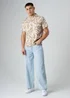 Influence Brown Cotton Linen Blend Tropical Print Short Sleeve Button Shirt - S Image 4