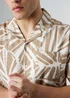 Influence Brown Cotton Linen Blend Tropical Print Short Sleeve Button Shirt - S Image 3