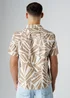 Influence Brown Cotton Linen Blend Tropical Print Short Sleeve Button Shirt - S Image 2