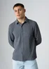 Influence Grey Textured Long Sleeve Button Shirt - S Image 1