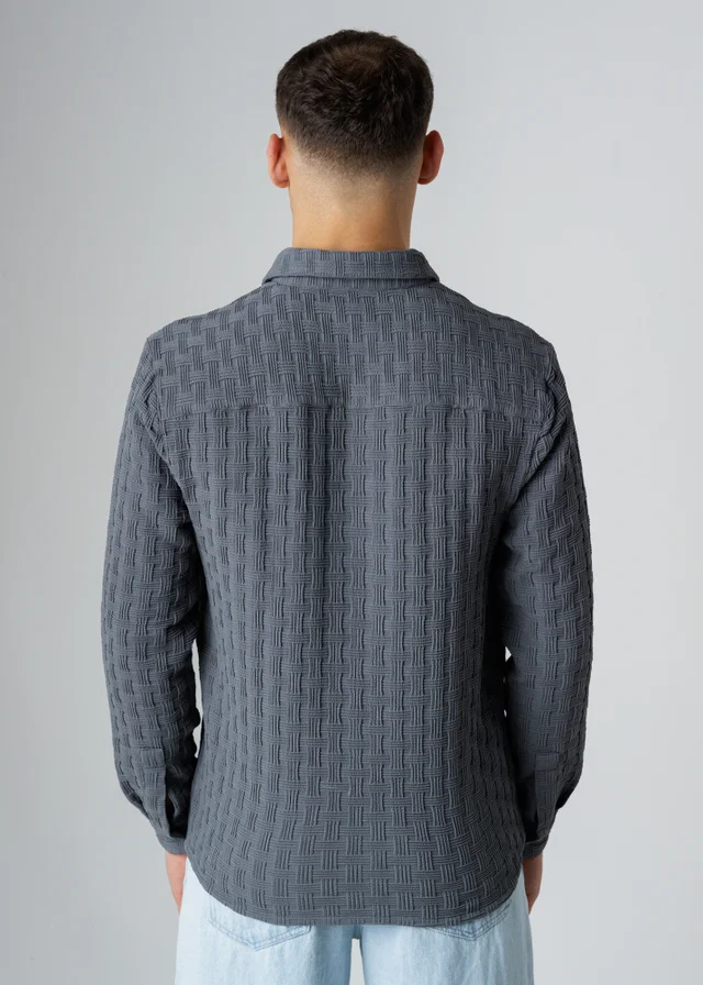 Influence Grey Textured Long Sleeve Button Shirt