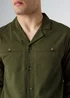 Influence Khaki Cotton Utilitarian-Style Revere Collar Long Sleeve Button Shirt - XL Image 3