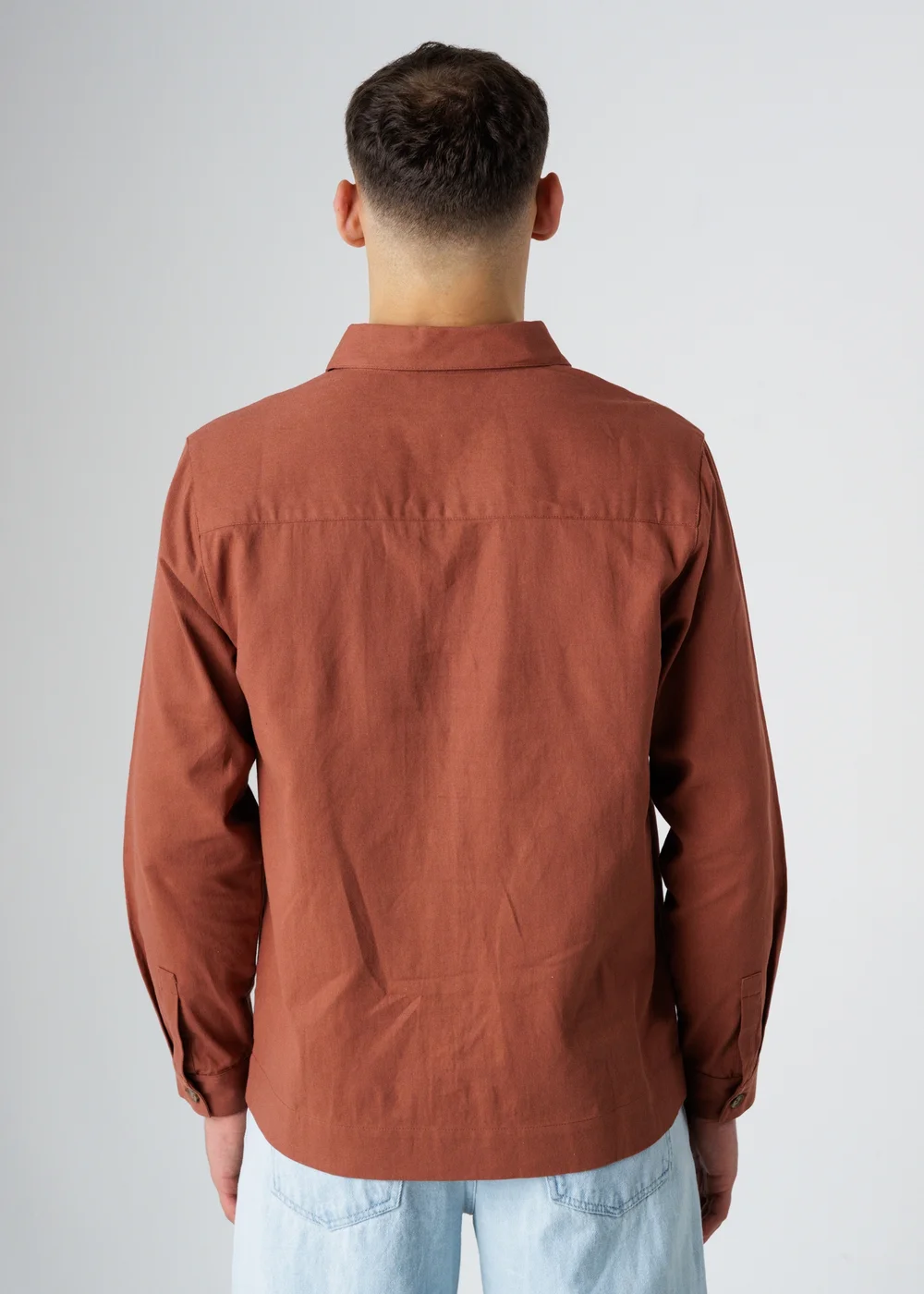 Influence Terracotta Cotton Utilitarian-Style Long Sleeve Button Overshirt - M Image 2