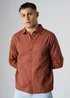 Influence Terracotta Cotton Utilitarian-Style Long Sleeve Button Overshirt - M Image 1