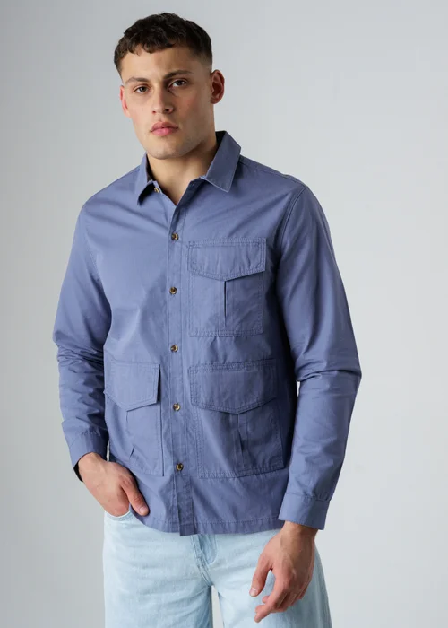 Influence Blue Cotton Ripstop Utility-Style Long Sleeve Overshirt - XL Image 1