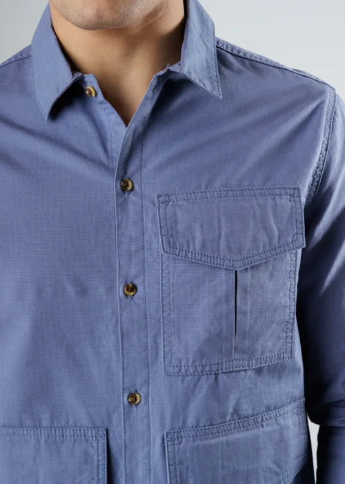 Influence Blue Cotton Ripstop Utility-Style Long Sleeve Overshirt - XL Image 3