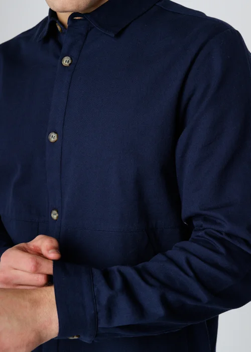 Influence Navy Cotton Utilitarian-Style Long Sleeve Button Overshirt - S Image 3