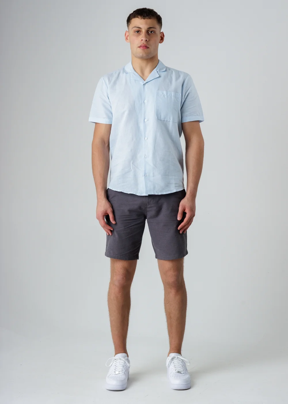 Influence Blue Relaxed Collar Chest Pocket Short Sleeve Shirt - S Image 4