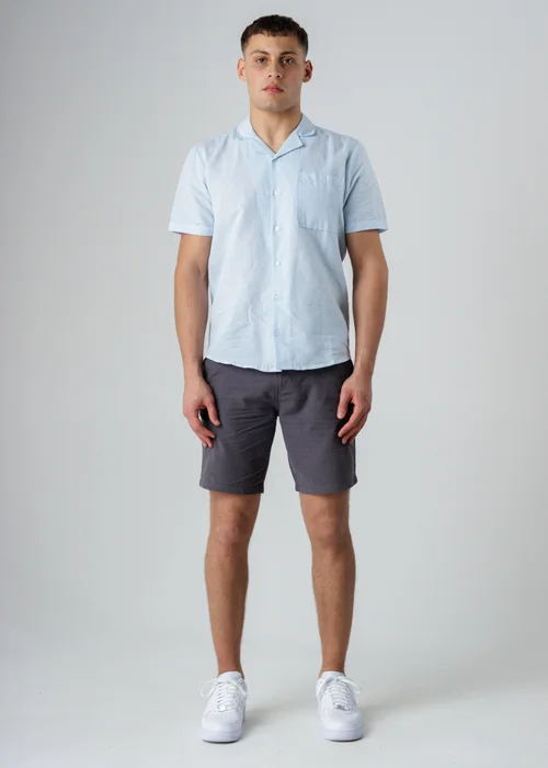 Influence Blue Relaxed Collar Chest Pocket Short Sleeve Shirt - S Image 4