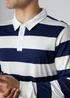 Influence Navy Cotton Stripe Rugby-Style Long Sleeve Button Polo Shirt - M Image 3