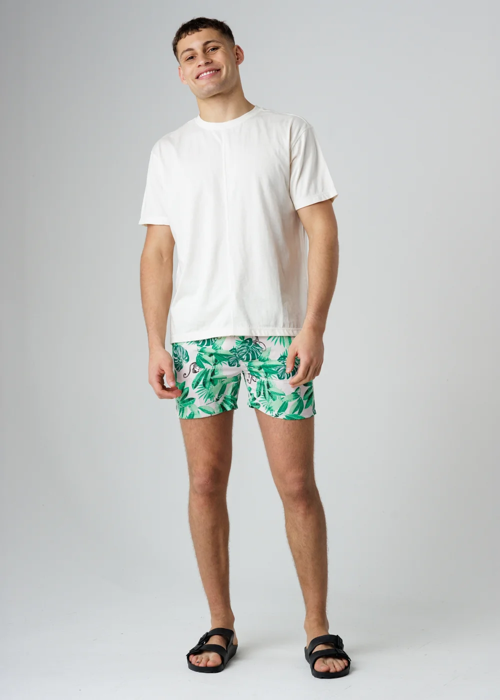 Influence Green Tropical Monkey Print Elasticated Shorts - XL Image 4