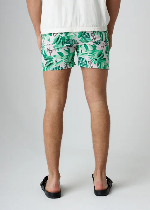 Influence Green Tropical Monkey Print Elasticated Shorts - XL Image 2