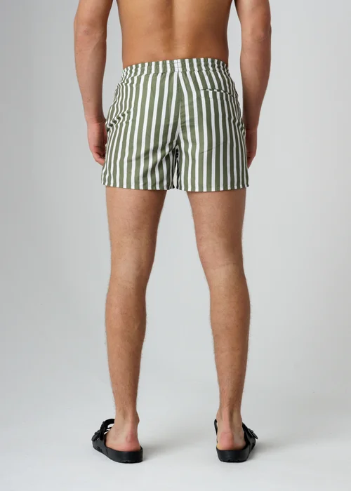 Influence Green Elasticated Stripe Print Swim Shorts - XL Image 2