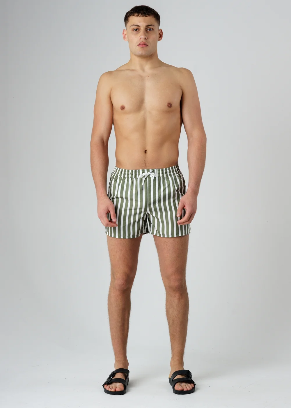 Influence Green Elasticated Stripe Print Swim Shorts - XL Image 4