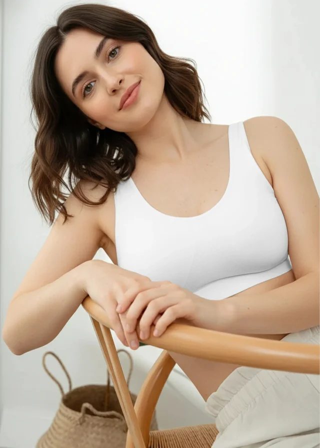 Conturve White Daily Comfort Throw-on Wirefree Bra