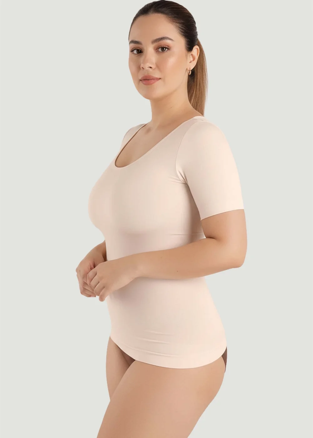 Conturve Beige Short-Sleeve Shaping Smoothing Top - 3XL Image 1