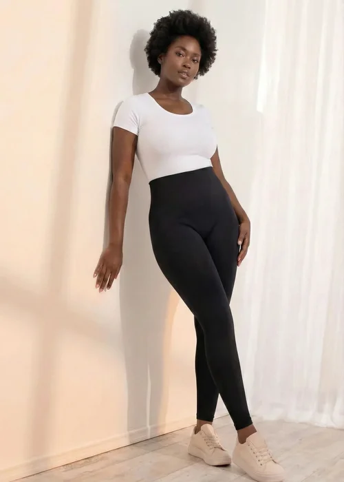 Conturve Black High Waisted Shaping Leggings - 4XL Image 2