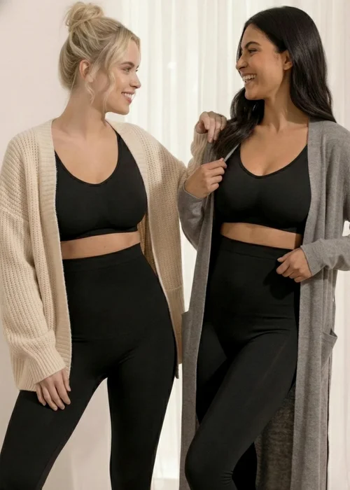 Conturve Black High Waisted Shaping Leggings - 4XL Image 3