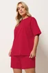 Yours Curve Red T-Shirt & Short Sweat Set - 26-28 Image 1
