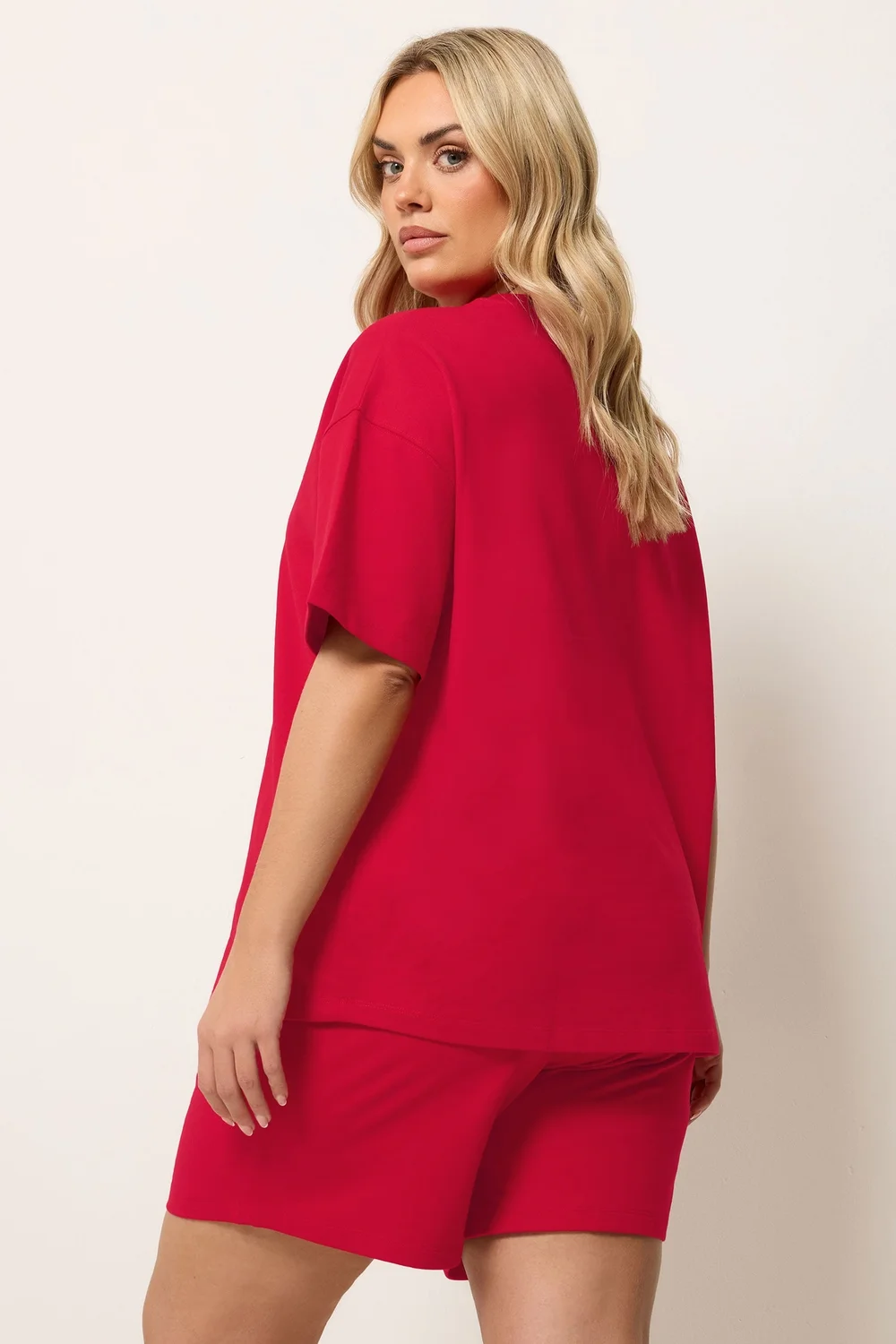 Yours Curve Red T-Shirt & Short Sweat Set - 26-28 Image 4