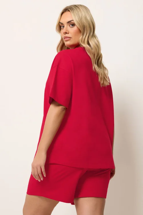 Yours Curve Red T-Shirt & Short Sweat Set - 26-28 Image 4