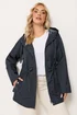 Yours Curve Navy Blue Stripe Lined Hooded Jacket - 20 Image 2