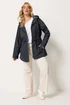 Yours Curve Navy Blue Stripe Lined Hooded Jacket - 20 Image 4