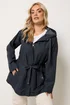 Yours Curve Navy Blue Stripe Lined Hooded Jacket - 20 Image 3