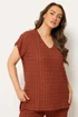 Yours Curve Rust Orange Bubble Textured T-Shirt - 22-24 Image 1