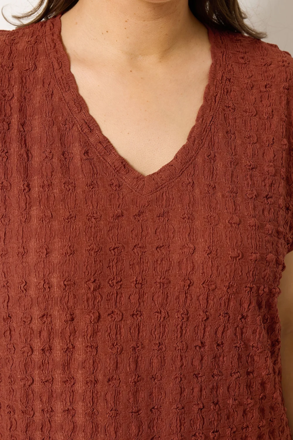 Yours Curve Rust Orange Bubble Textured T-Shirt - 22-24 Image 4