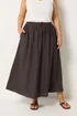 Yours Curve Chocolate Brown Linen Maxi Skirt - 16 Image 1