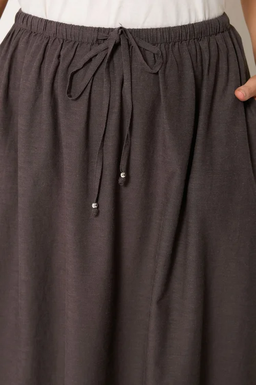 Yours Curve Chocolate Brown Linen Maxi Skirt - 16 Image 4
