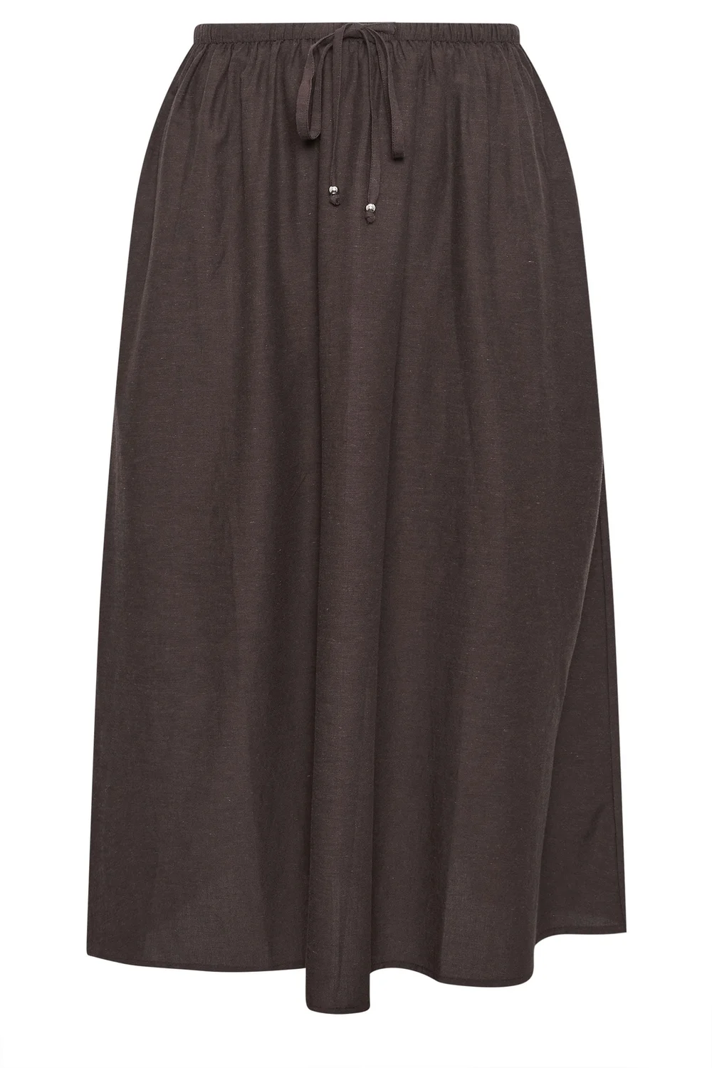 Yours Curve Chocolate Brown Linen Maxi Skirt - 16 Image 5