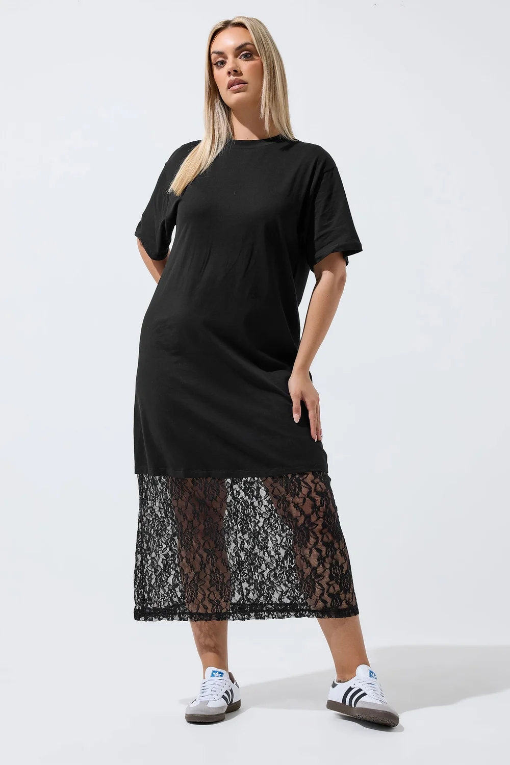 Yours Limited Curve Black Lace Trim Dress - 16 Image 2