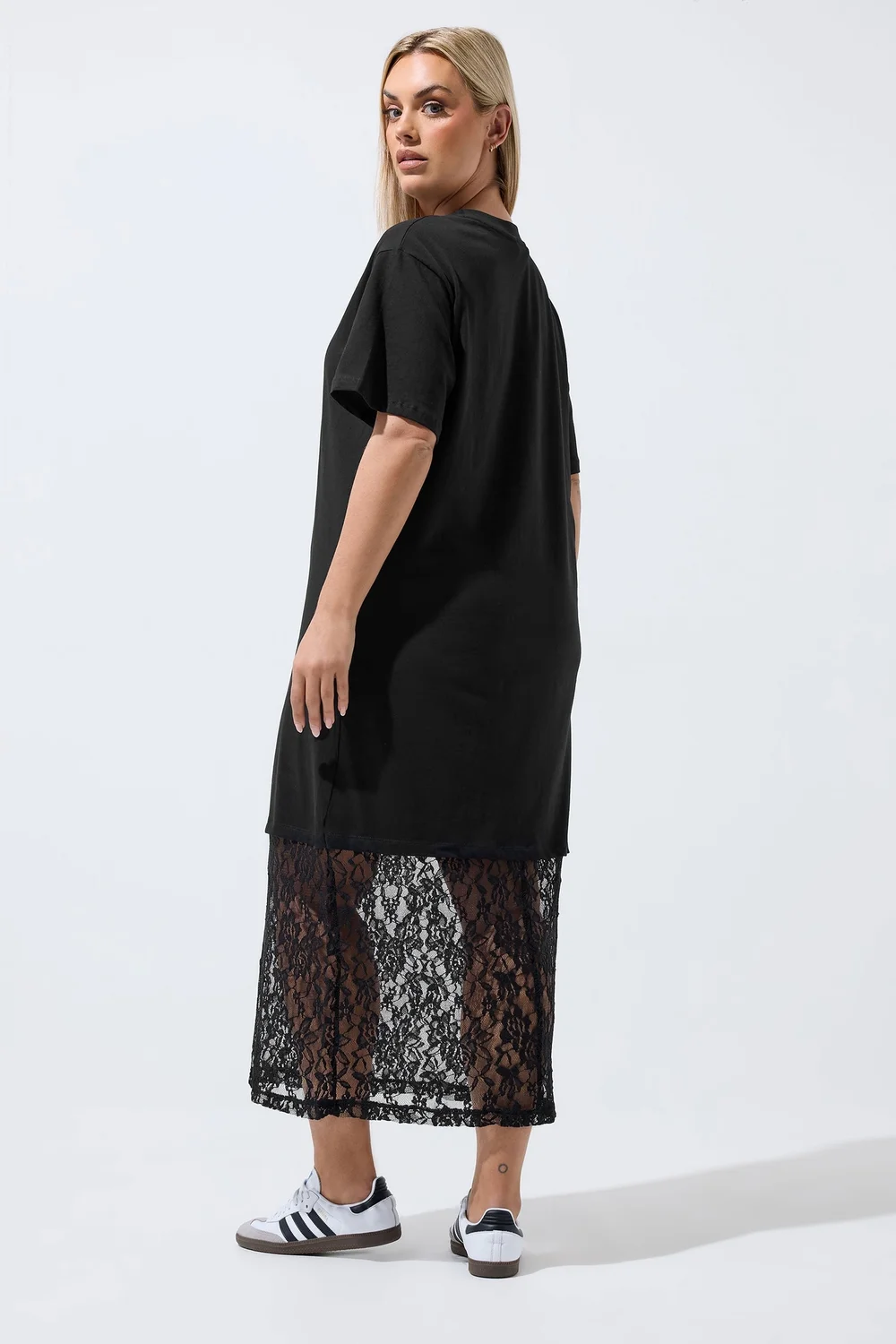 Yours Limited Curve Black Lace Trim Dress - 16 Image 4