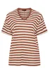 Yours Curve Rust Orange & Ivory White Stripe Knitted T-Shirt - 18 Image 2